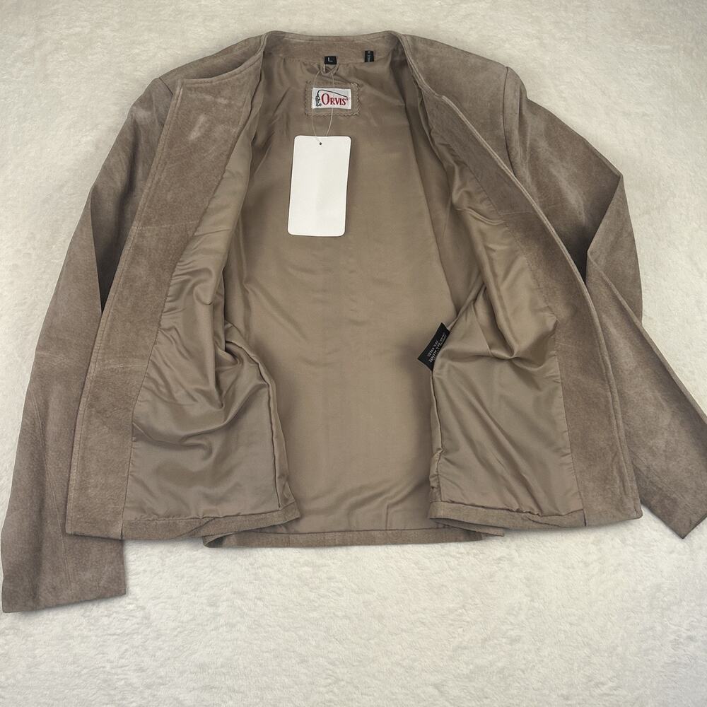 Vintage Orvis Women’s Suede Leather Blazer Size Large Open Front Collarless NWT - Picture 5 of 10